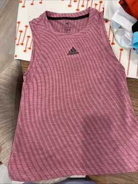 adidas Heathered Mauve Pink Sleeveless Athletic Tank